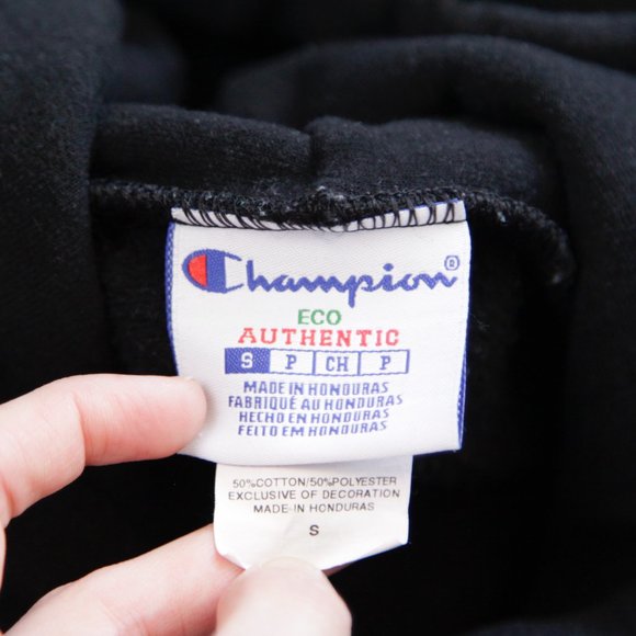 Champion Eco Authentic Black Kangaroo Hoodie Sweatshirt, Adult Men's Small - Picture 7 of 7